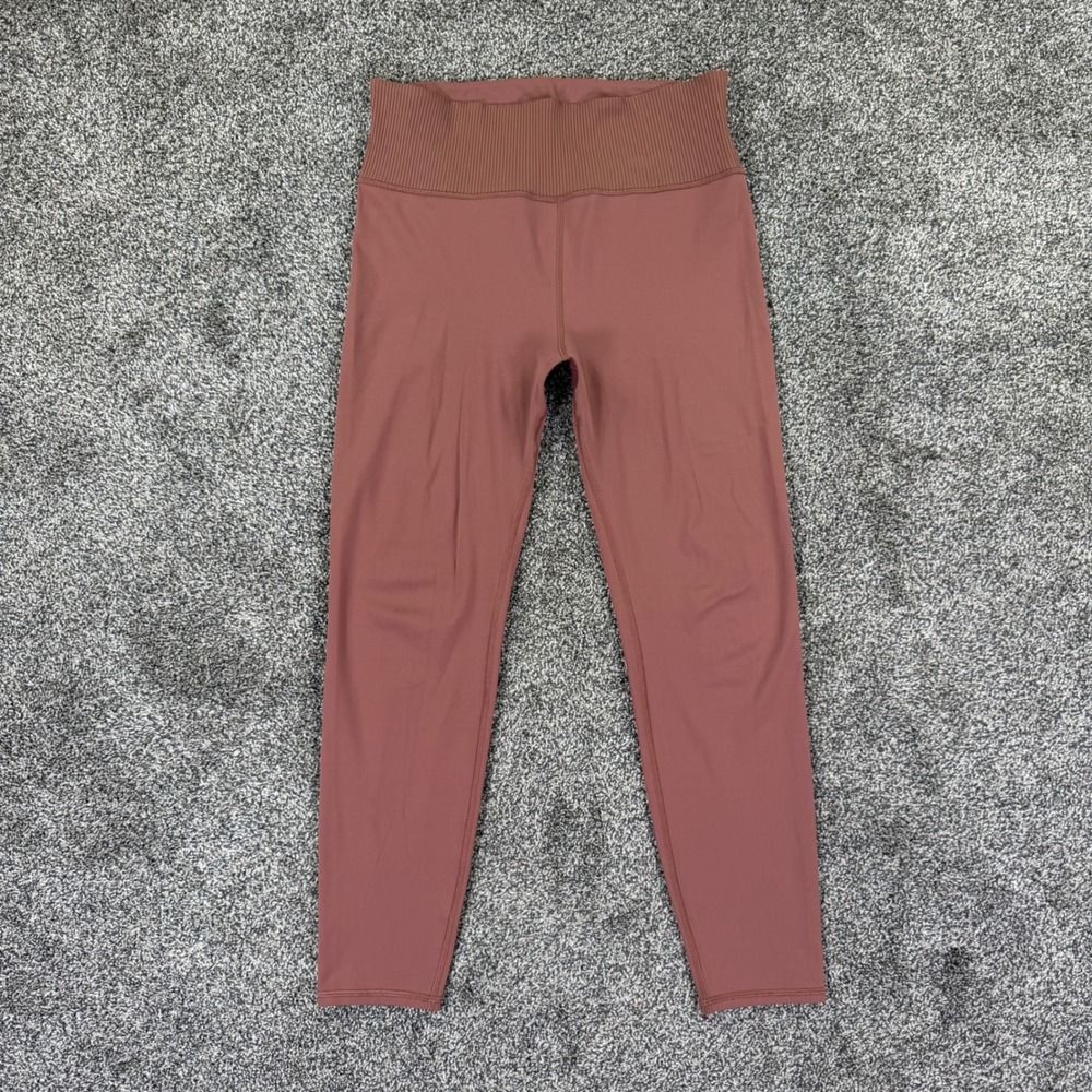 Vuori Ribbed High Rise Leggings Dusty Rose Clay 7/8 Length Womens Medium READ